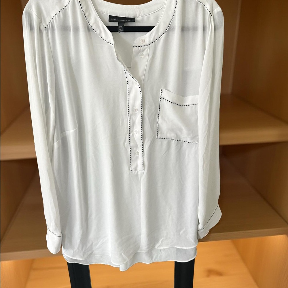 Lane Bryant White Blouse with Black Accents